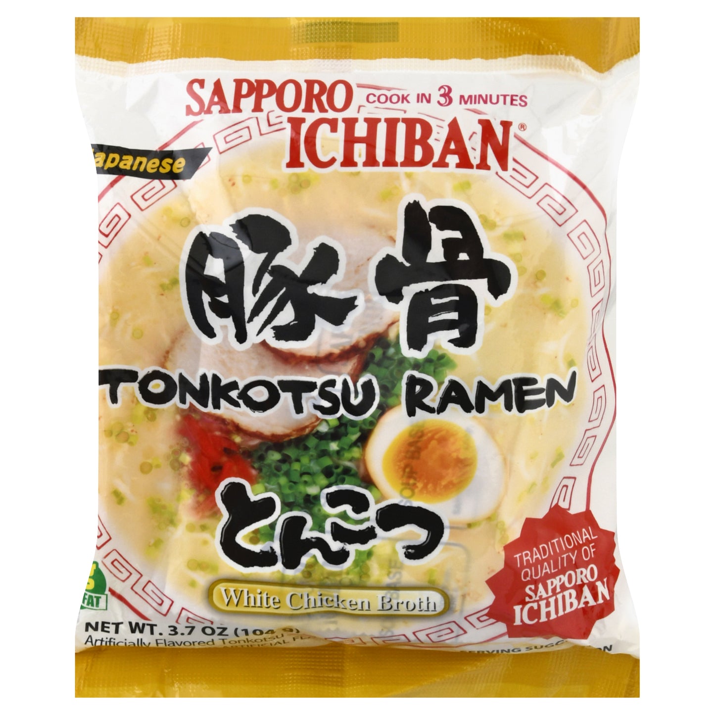 Sapporo Ichiban Japanese White Chicken Broth Tonkotsu Ramen 3.7 oz