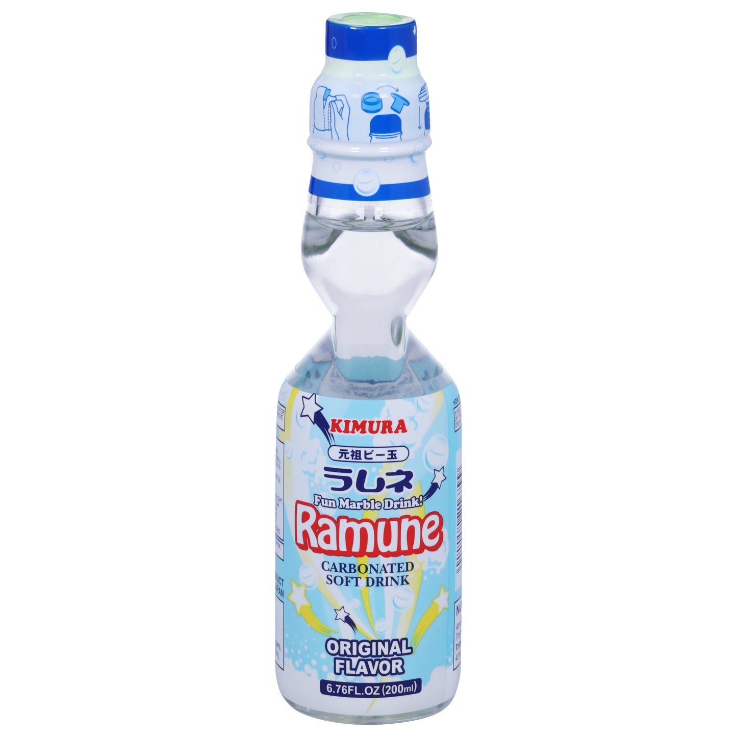 Kimura Carbonated Ramune Original Flavor Soft Drink 6.76 fl oz