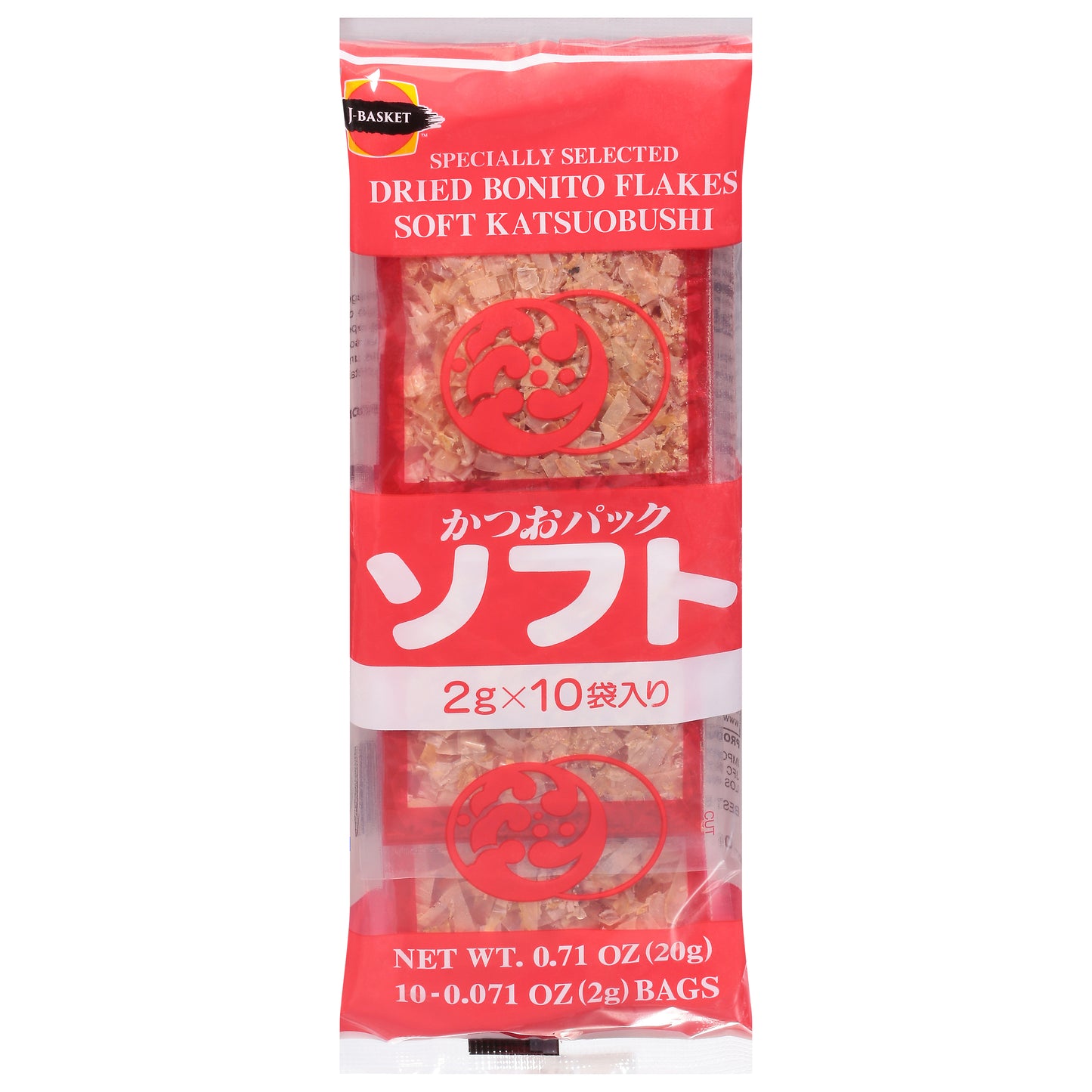 J-Basket Dried Soft Katsuobushi Bonito Flakes 10 - 0.071 oz Bags