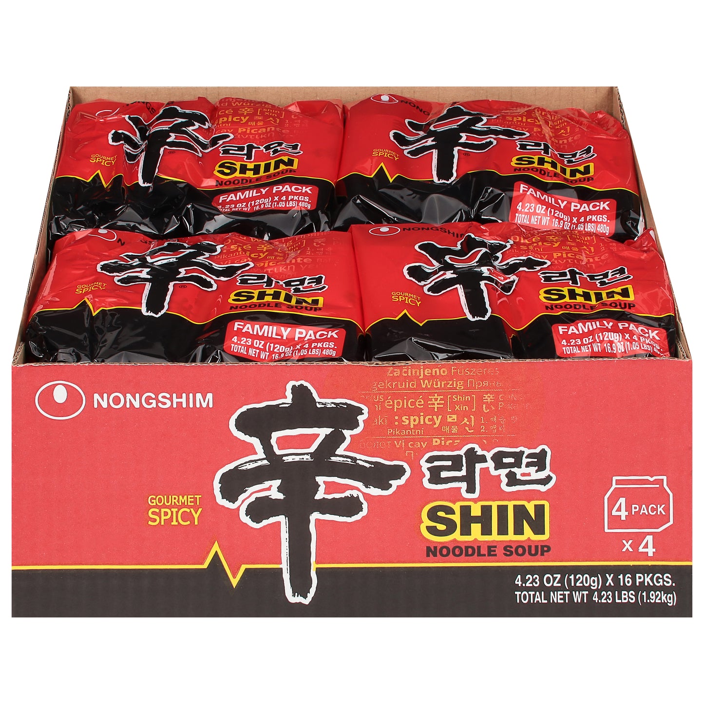 Nongshim Shin Gourmet Spicy Noodle Soup 16 - 4.23 oz Packages
