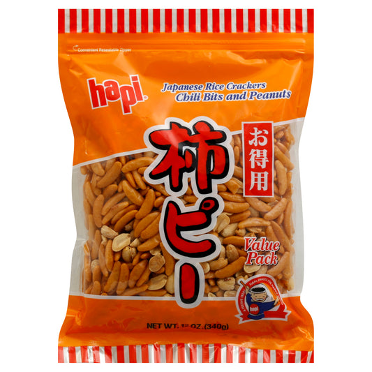 Hapi Japanese Rice Crackers Chili Bits and Peanuts 12 oz