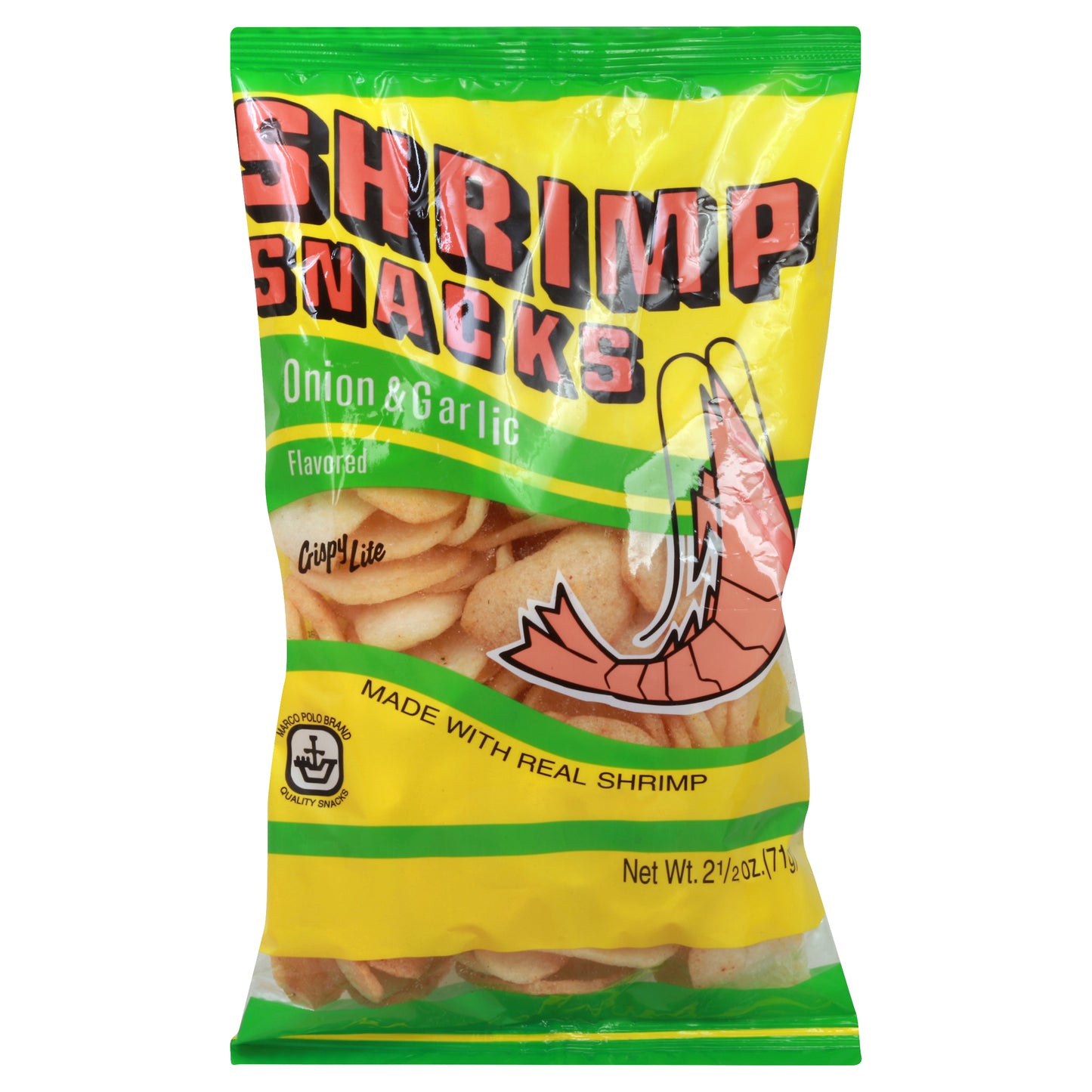 Marco Polo Shrimp Snacks 2.5 oz - Onion & Garlic Flavored