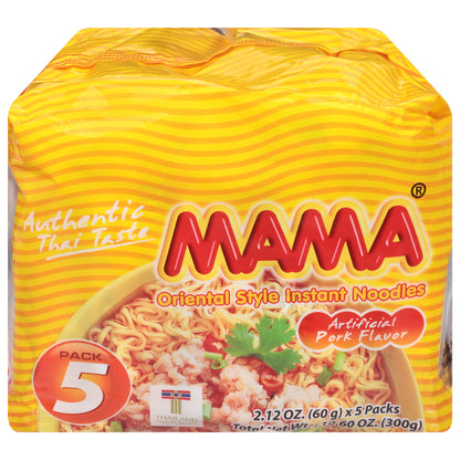 Mama Oriental Style Instant Pork Flavor Noodles 5 - 2.12 oz Packs