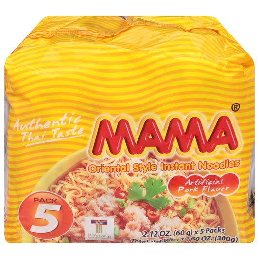 Mama Oriental Style Instant Pork Flavor Noodles 5 - 2.12 oz Packs