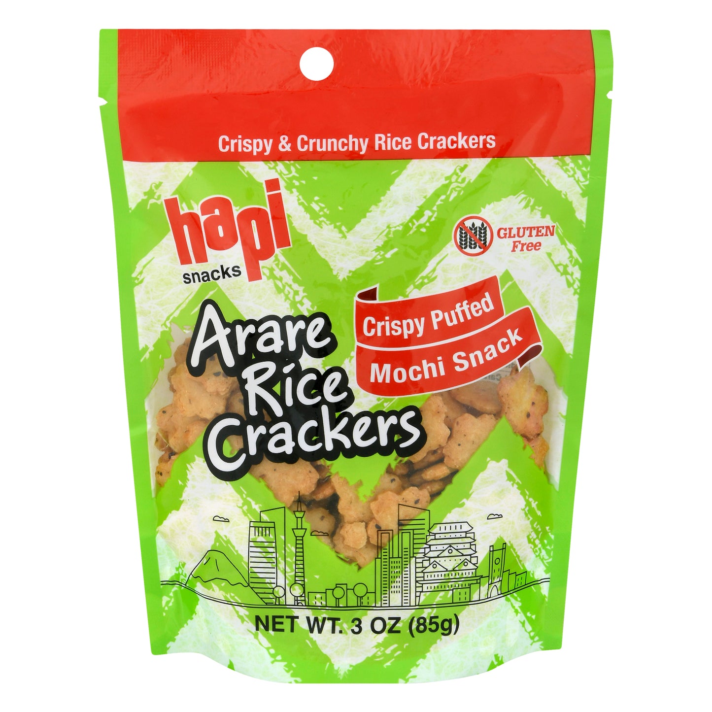Hapi Mochi Snack Crispy Puffed Arare Rice Crackers 3 oz
