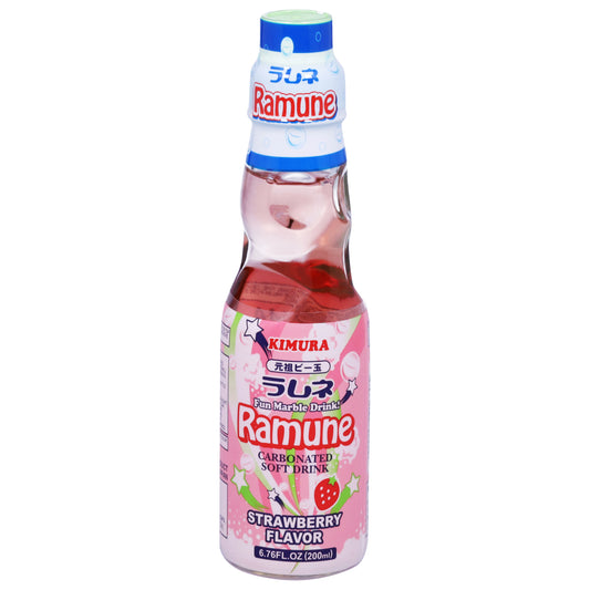 Kimura Carbonated Ramune Strawberry Flavor Soft Drink 6.76 fl oz