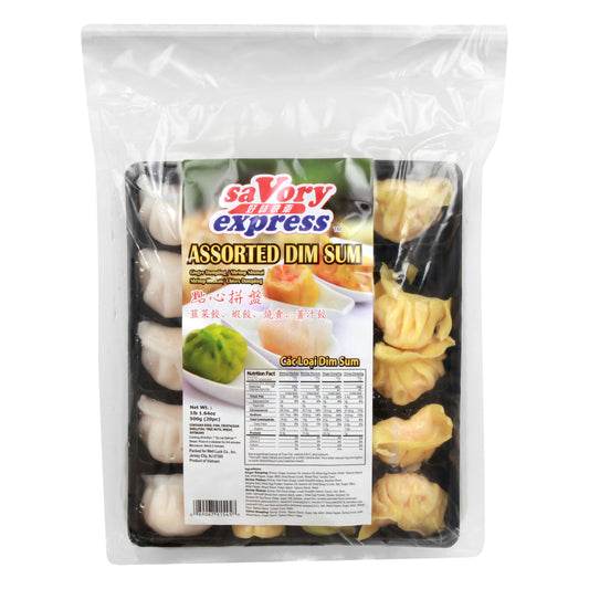 Savory Express Assorted Ginger Dumpling/Shrimp Shumai/Shrimp Haukau/Chives Dumpling. Dim Sum 20 ea